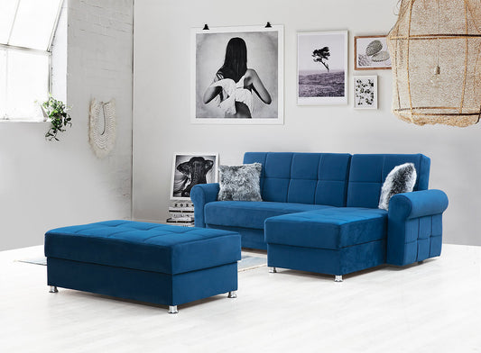 Paris Navy Reversible Sectional Sofa