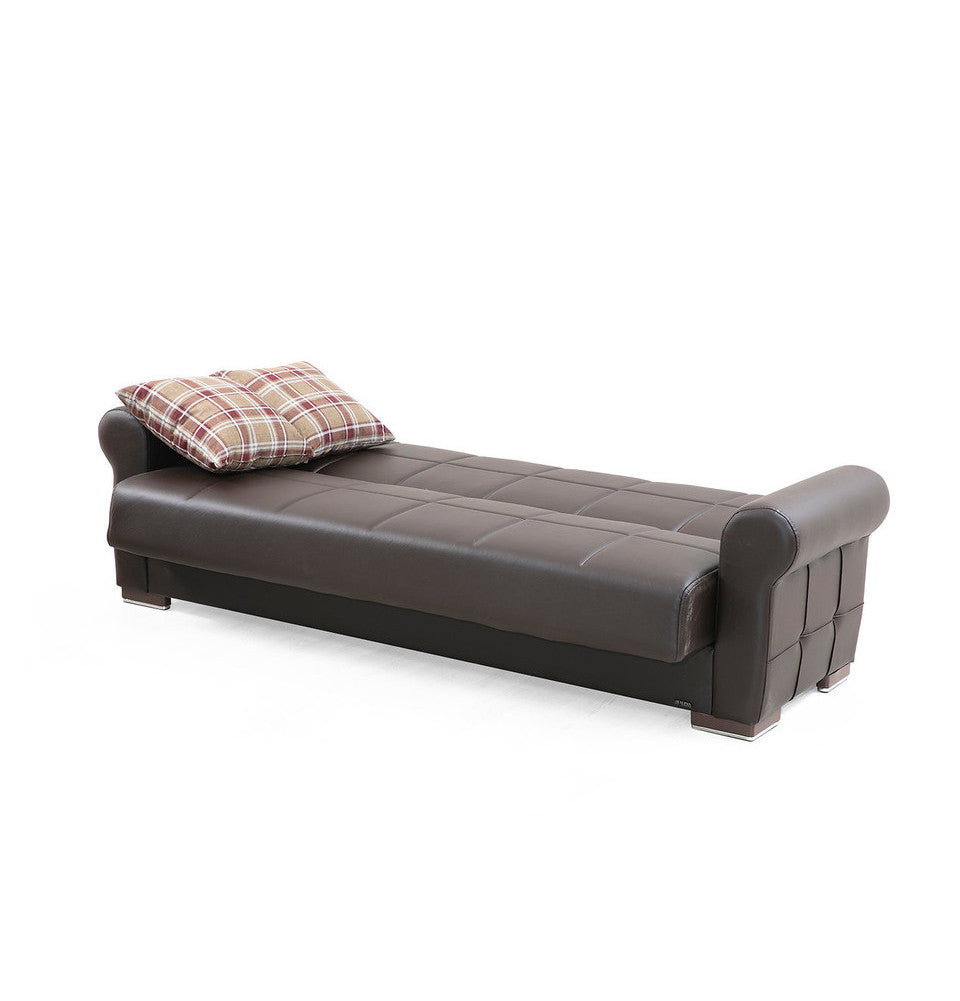 Silva Brown PU Leatherette Sofa Bed