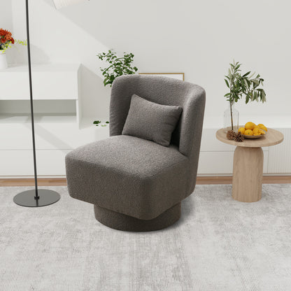 Gray Boucle Swivel Accent Chair