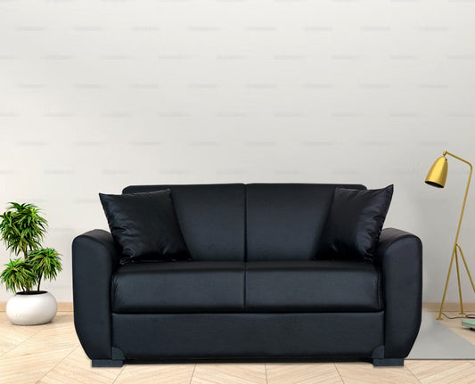 Lola Black PU Leather Loveseat