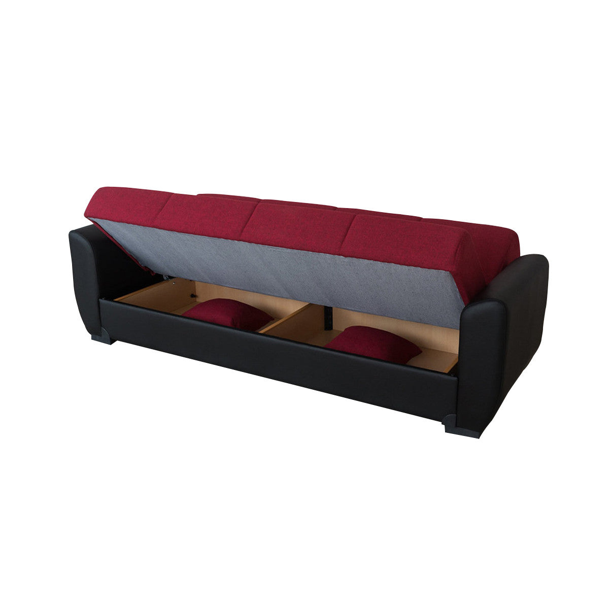 Emily Red & Black PU Leather Arms Sofa Bed