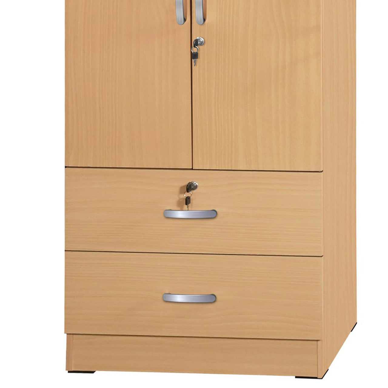 Go Green Woods Grace Wood 2-Door Wardrobe Armoire with 2-Drawers