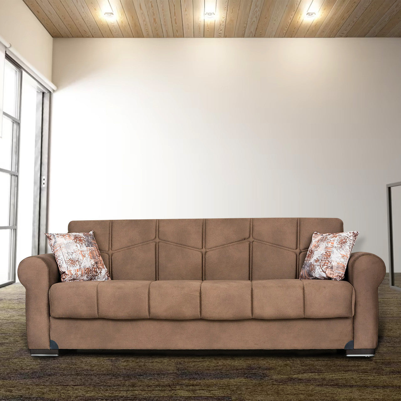 Ana Light Brown Fabric Sofa Bed