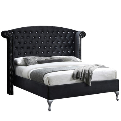 Go Green Woods Cleopatra Crystal Tufted Velvet Platform Bed