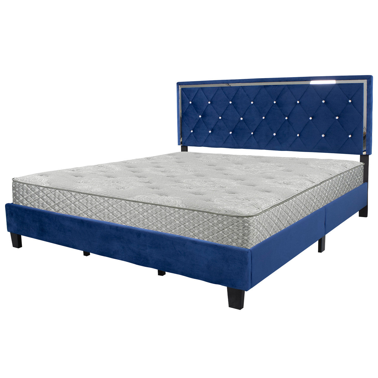 Go Green Woods Monica Velvet Upholstered King Platform Bed