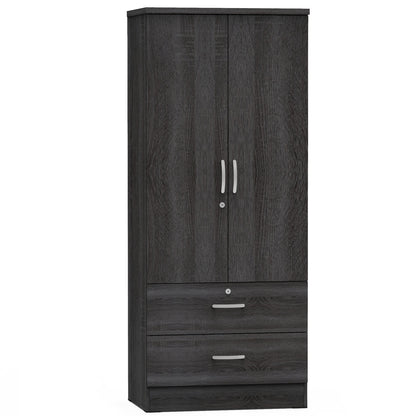 Go Green Woods Grace Wood 2-Door Wardrobe Armoire with 2-Drawers