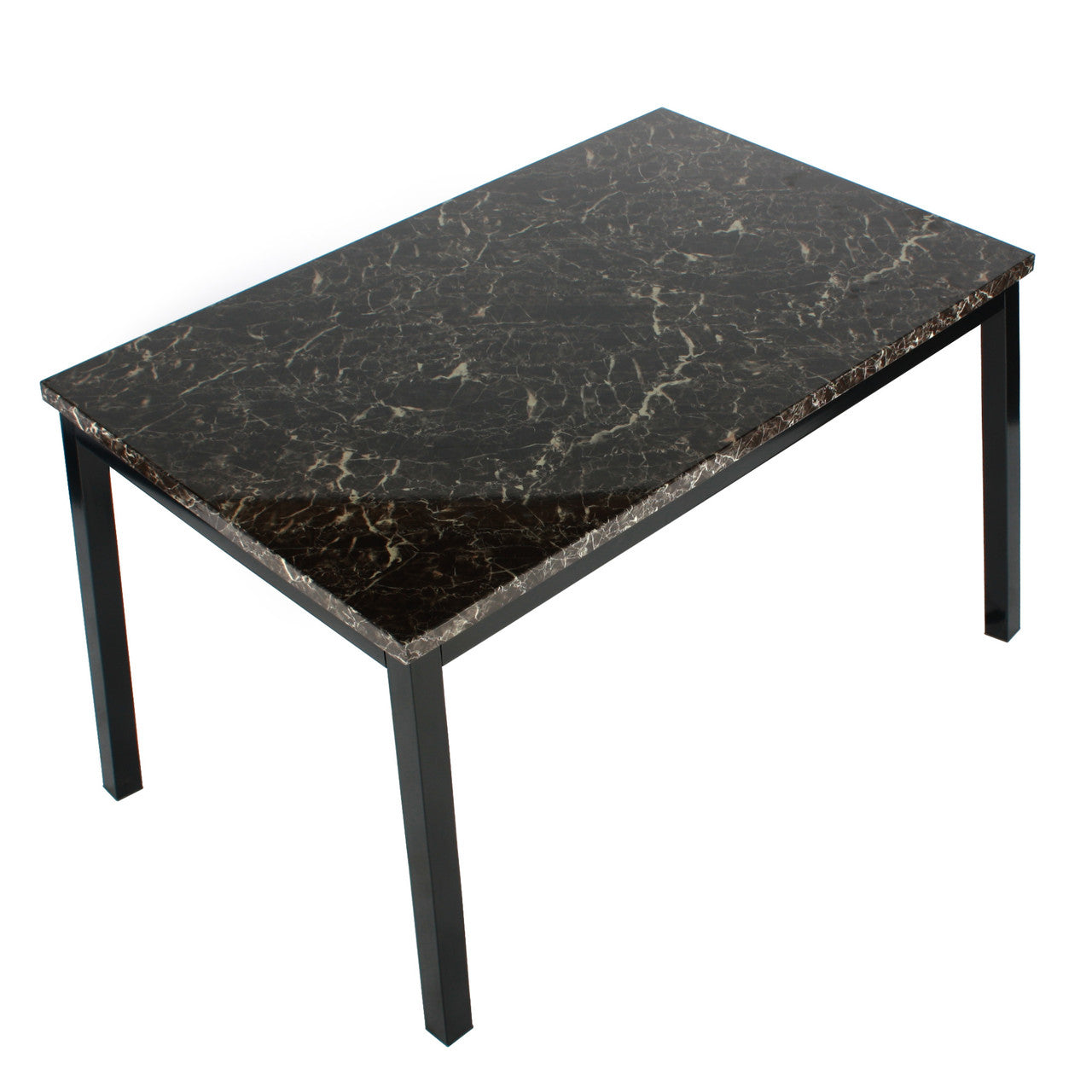 Go Green Woods Milan Faux Marble Top Black Metal Dining Table