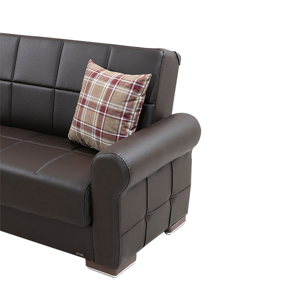 Silva Brown PU Leatherette Sofa Bed