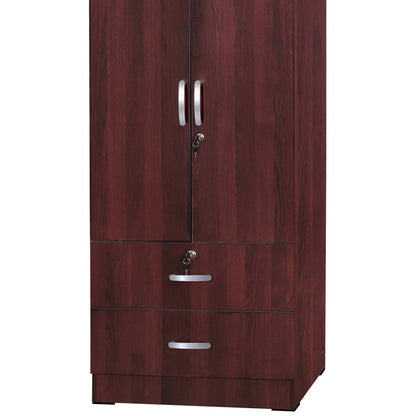 Go Green Woods Grace Wood 2-Door Wardrobe Armoire with 2-Drawers