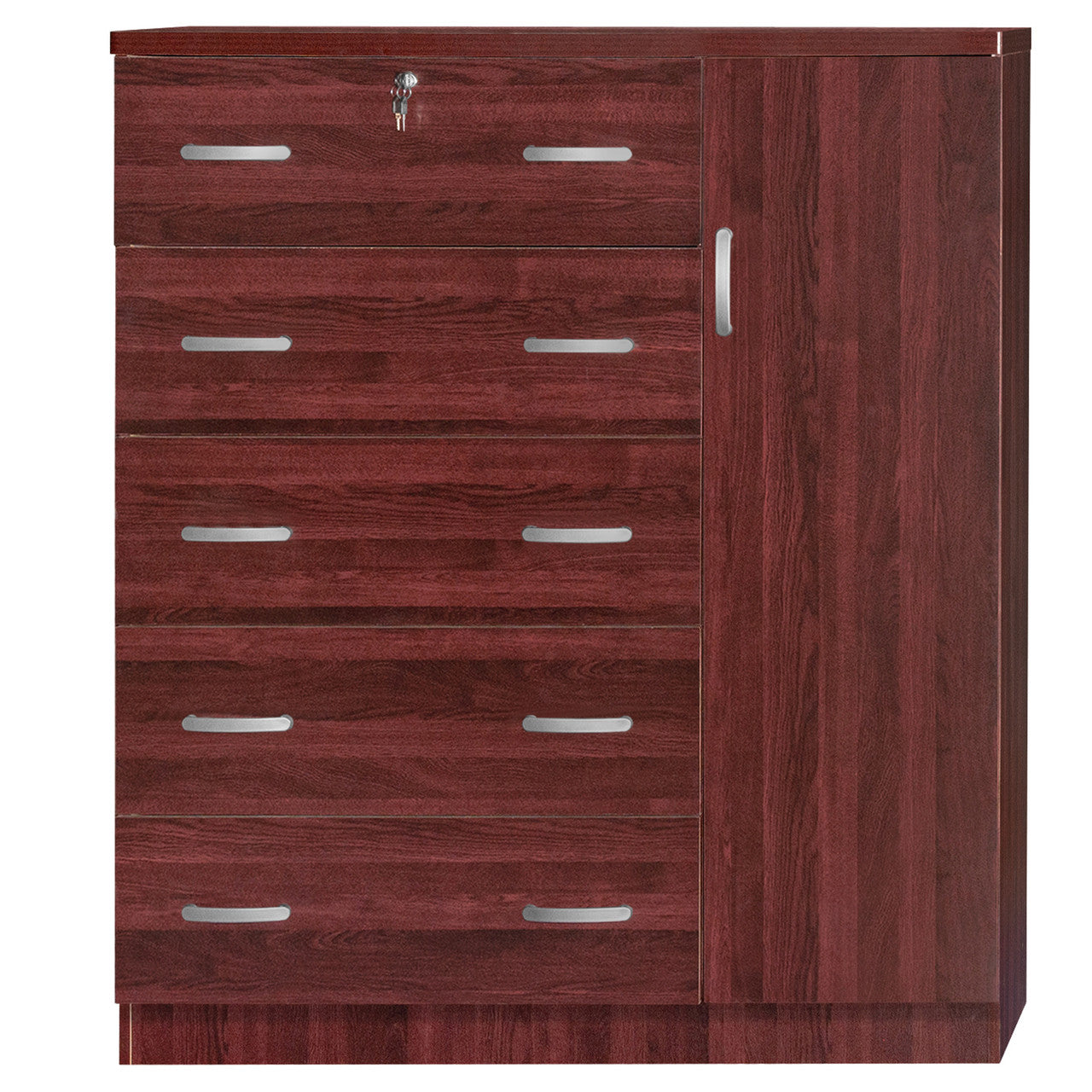 Go Green Woods Sofie 5 Drawer Wooden Tall Chest Wardrobe