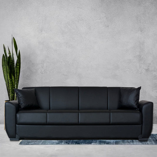 Lola Black PU Leather Sofa Bed