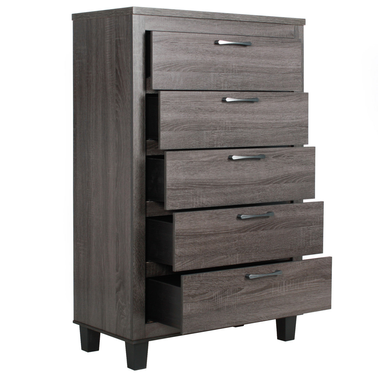 Go Green Woods Silver Fox 5 Drawer Chest of Drawers in Gray Woodgrain