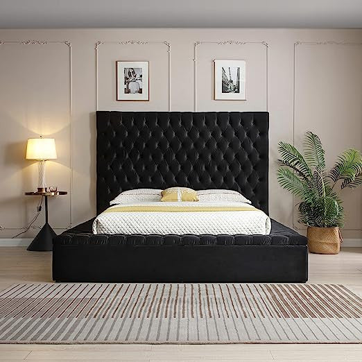 Go Green Woods Cosmopolitan Velvet Upholstered Platform King Bed