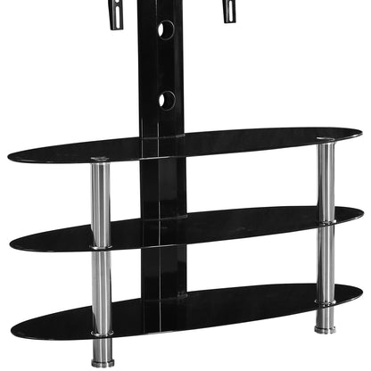 Go Green Woods Ava Swivel Mount Oval Black Glass TV Stand for 55-inch TV