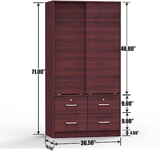 Go Green Woods Sarah Modern Wood Double Sliding Door Armoire