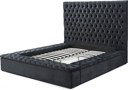 Go Green Woods Cosmopolitan Velvet Upholstered Platform King Bed