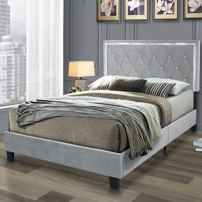 Go Green Woods Monica Velvet Upholstered King Platform Bed