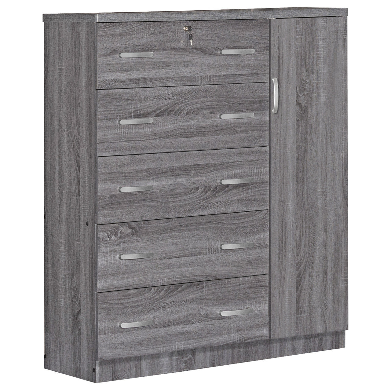 Go Green Woods Sofie 5 Drawer Wooden Tall Chest Wardrobe