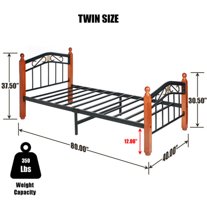 Go Green Woods Leyla Twin Black Metal Bed Frame with Headboard & Footboard