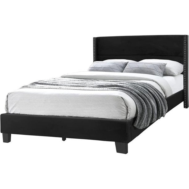 Go Green Woods Giulia Velvet Upholstered Queen Platform Panel Bed