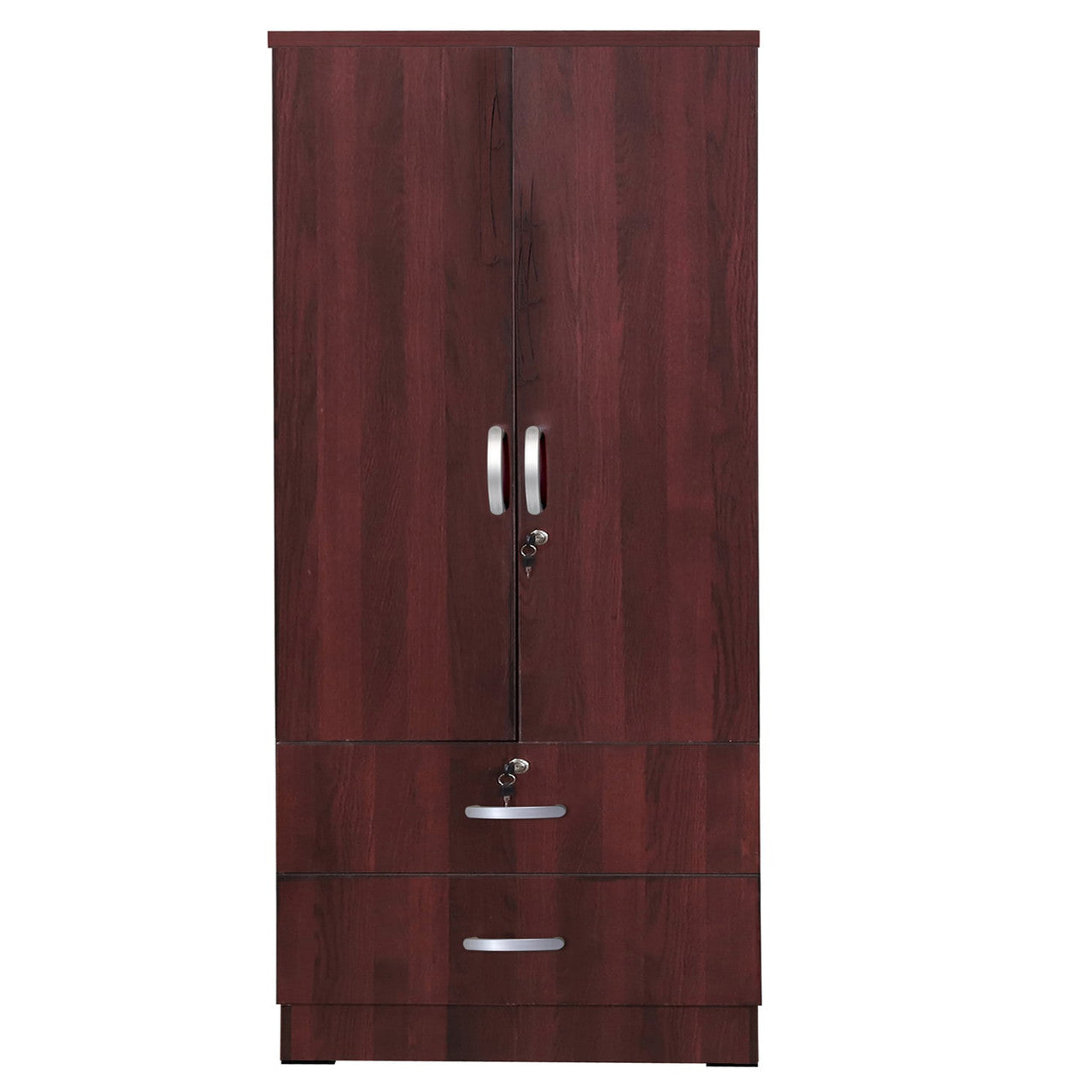 Go Green Woods Grace Wood 2-Door Wardrobe Armoire with 2-Drawers