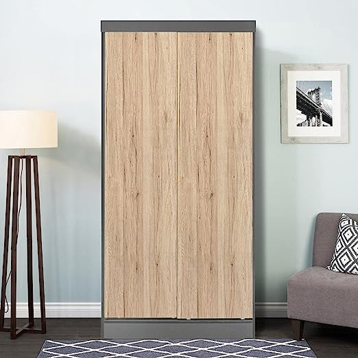 Go Green Woods Modern Wood Double Sliding Door Wardrobe