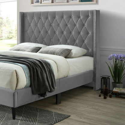 Go Green Woods Amelia Velvet Tufted Full Platform Bed