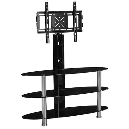 Go Green Woods Ava Swivel Mount Oval Black Glass TV Stand for 55-inch TV