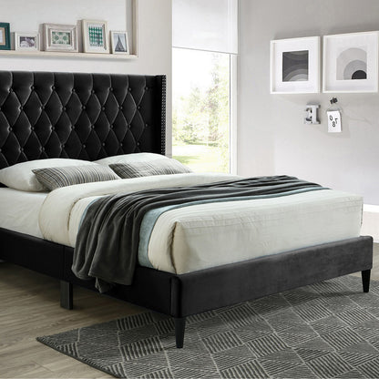 Go Green Woods Amelia Velvet Tufted Full Platform Bed