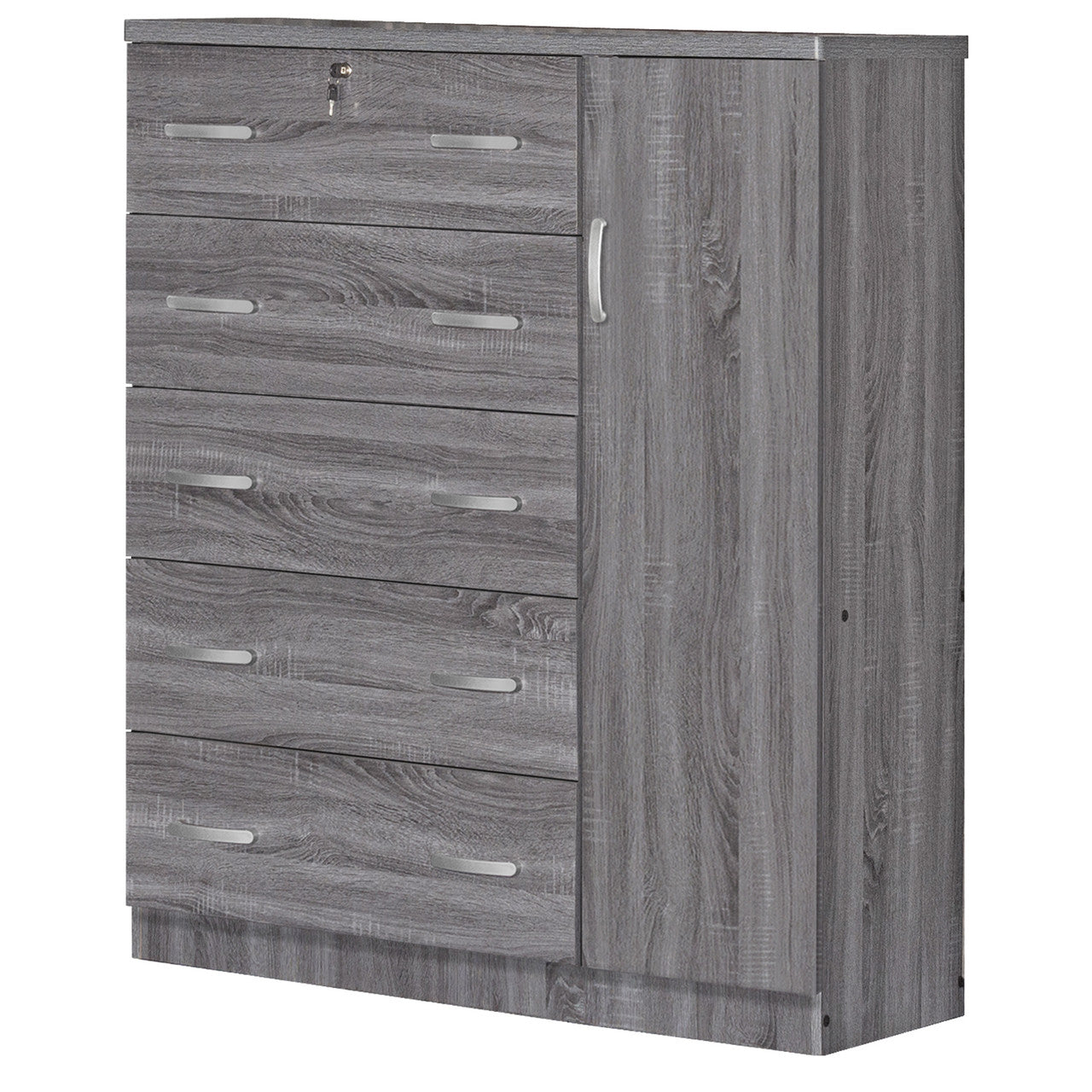 Go Green Woods Sofie 5 Drawer Wooden Tall Chest Wardrobe