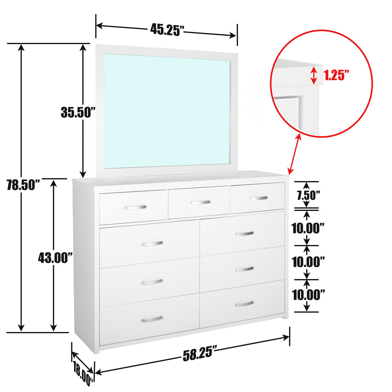 Go Green Woods Majestic Super Jumbo 9-Drawer Double Dresser