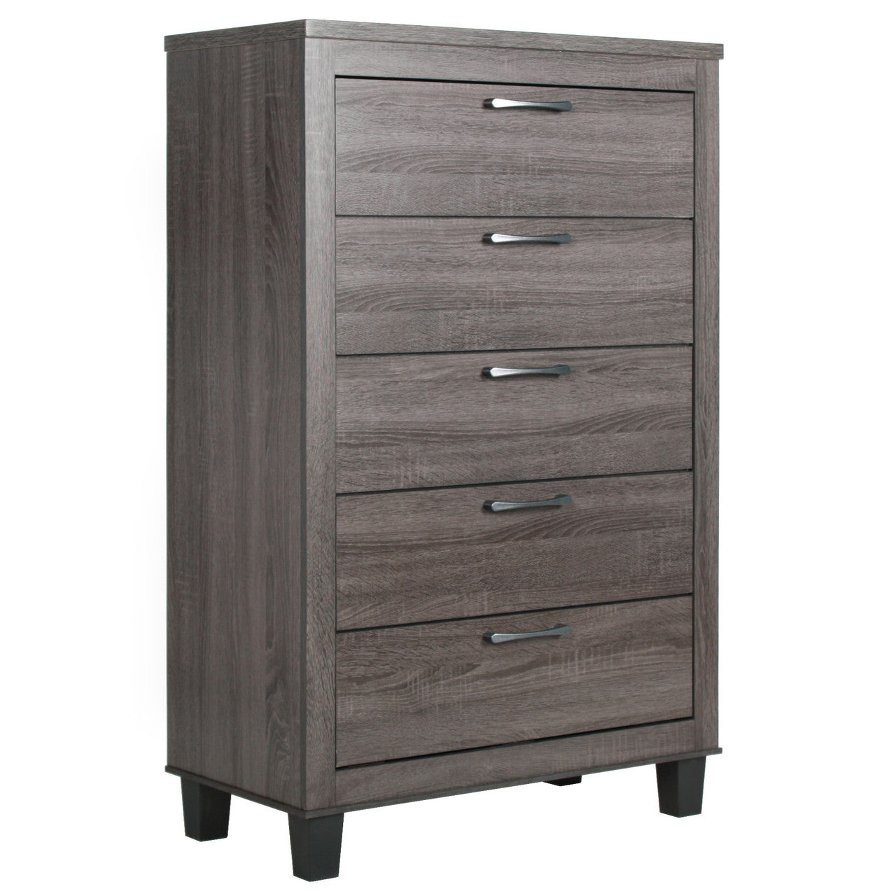 Go Green Woods Silver Fox 5 Drawer Chest of Drawers in Gray Woodgrain