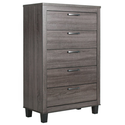 Go Green Woods Silver Fox 5 Drawer Chest of Drawers in Gray Woodgrain