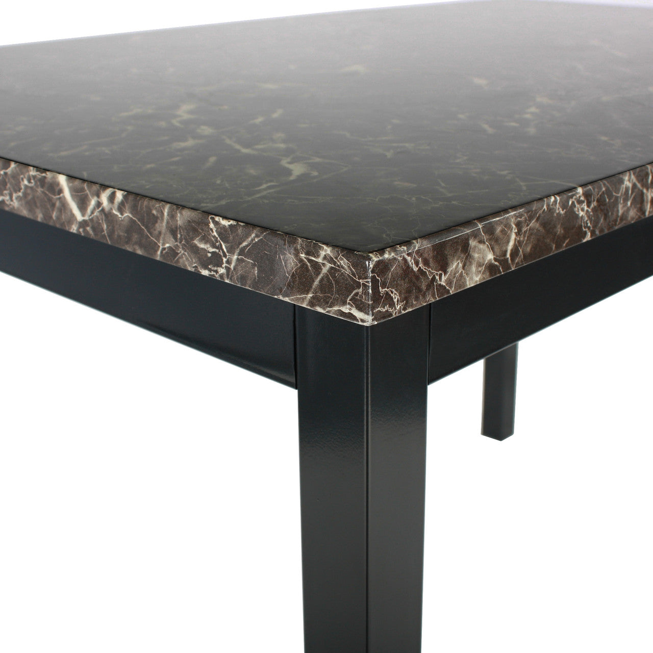 Go Green Woods Milan Faux Marble Top Black Metal Dining Table