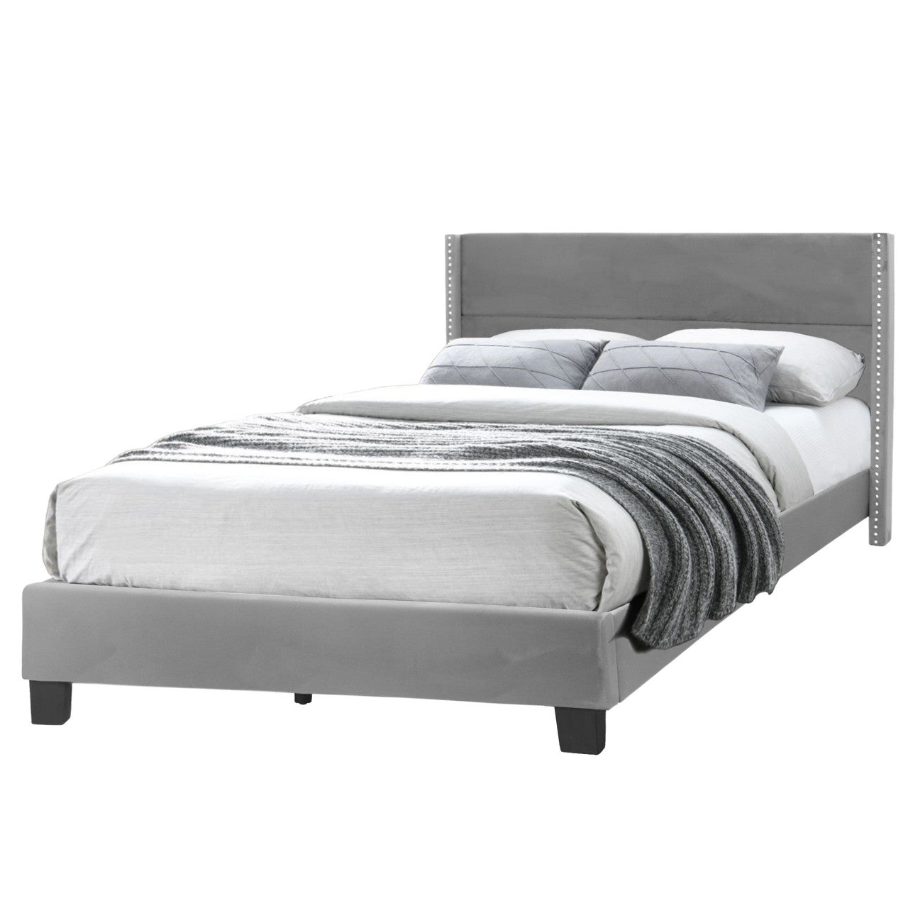 Go Green Woods Giulia Velvet Upholstered Queen Platform Panel Bed