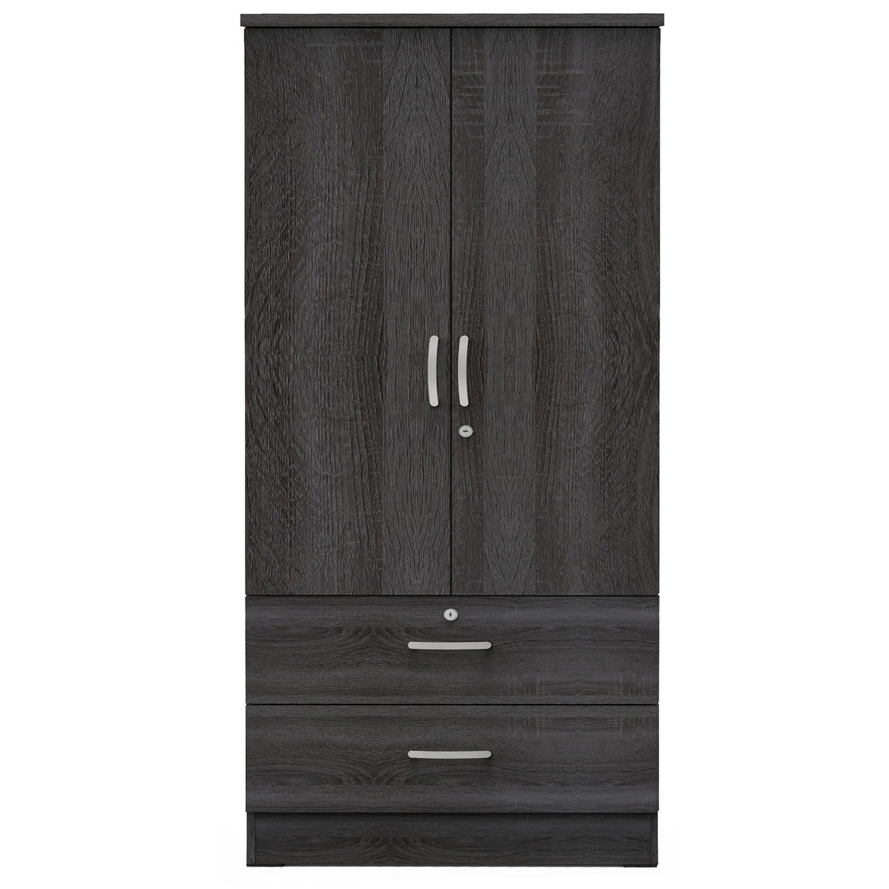 Go Green Woods Grace Wood 2-Door Wardrobe Armoire with 2-Drawers