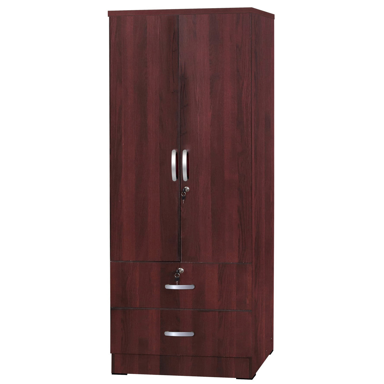 Go Green Woods Grace Wood 2-Door Wardrobe Armoire with 2-Drawers