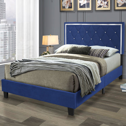 Go Green Woods Monica Velvet Upholstered King Platform Bed