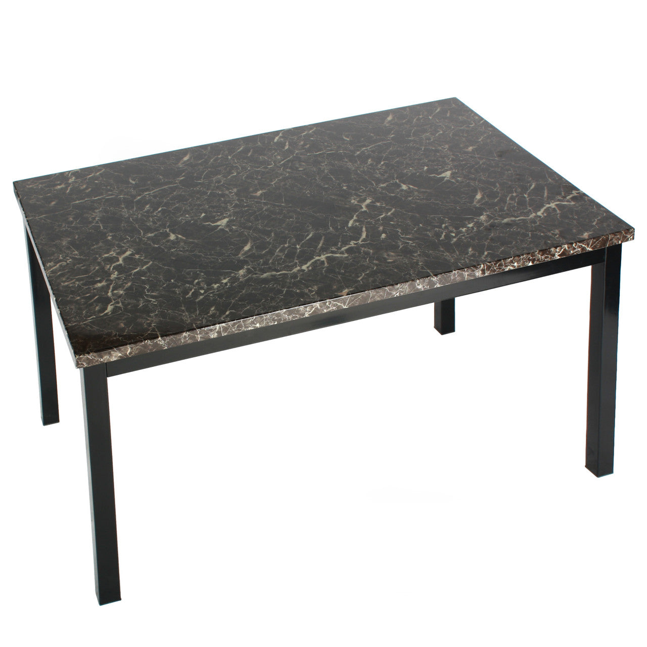 Go Green Woods Milan Faux Marble Top Black Metal Dining Table