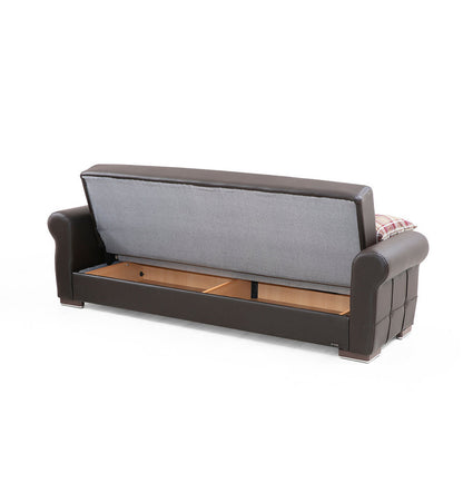 Silva Brown PU Leatherette Sofa Bed