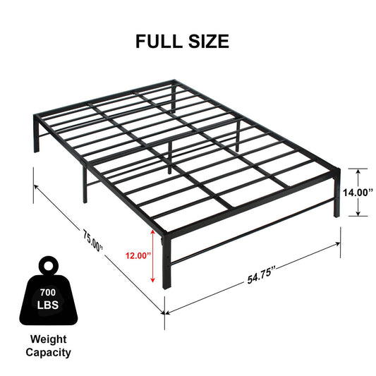 Go Green Woods Lily Foldable Welded Black Metal Platform Bed Frame Full