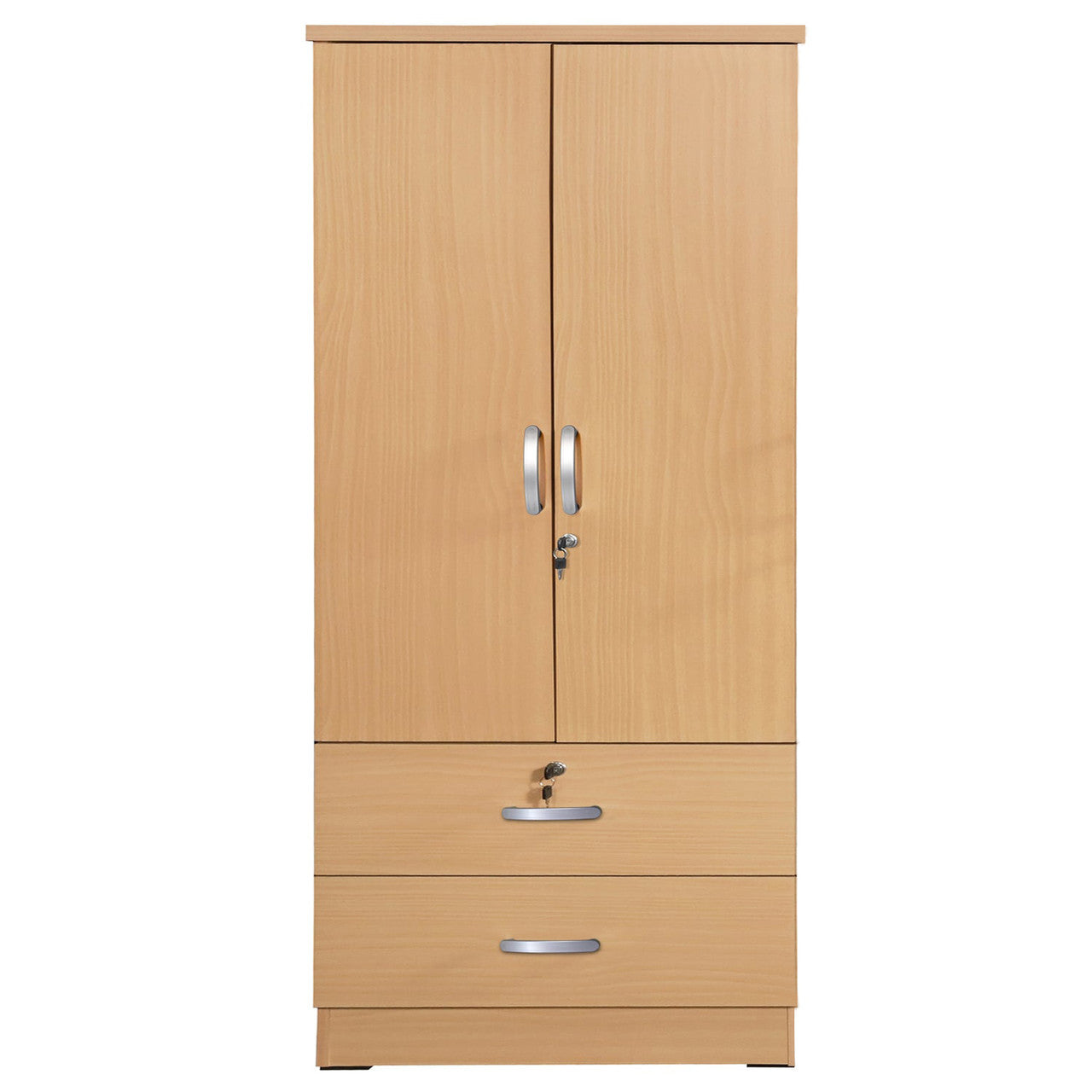 Go Green Woods Grace Wood 2-Door Wardrobe Armoire with 2-Drawers