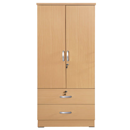 Go Green Woods Grace Wood 2-Door Wardrobe Armoire with 2-Drawers