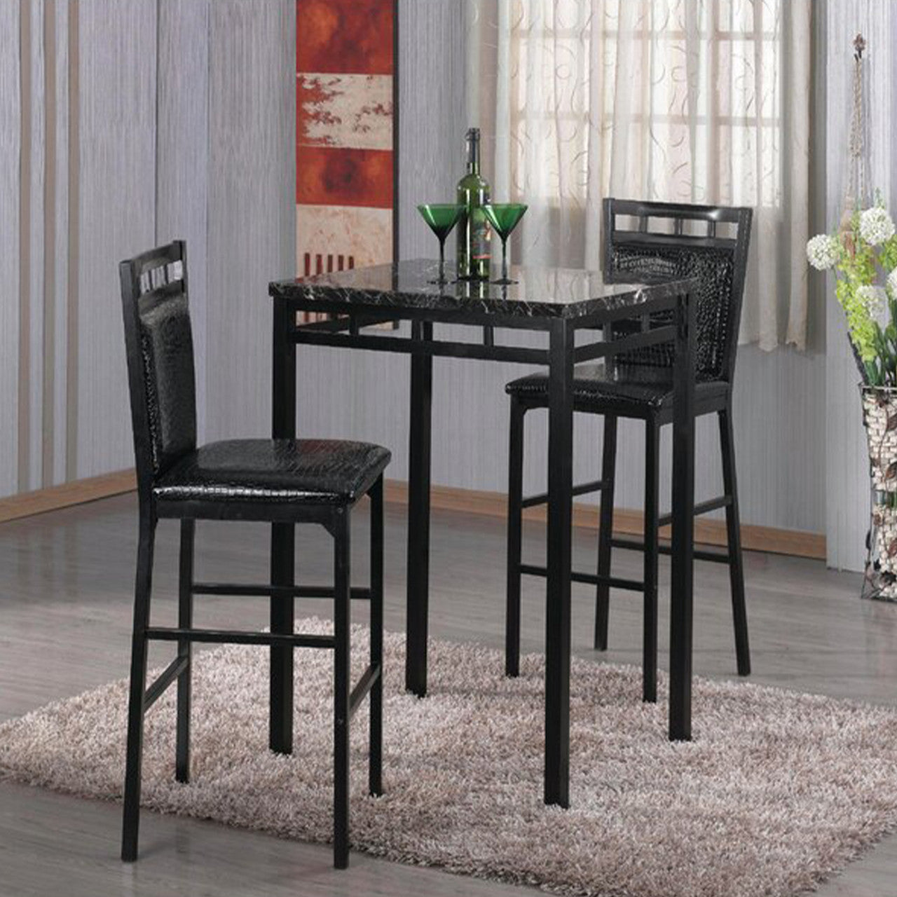 Go Green Woods Gator Counter Height Metal 3 pc Dining Set