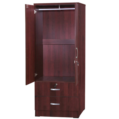 Go Green Woods Grace Wood 2-Door Wardrobe Armoire with 2-Drawers