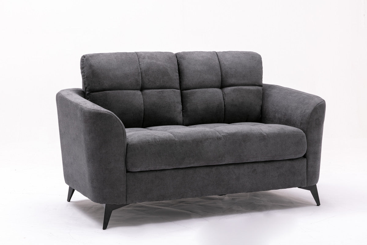 Callie Gray Velvet Fabric Loveseat