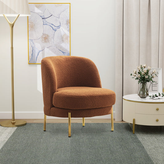 Caramel Boucle Upholstered Club Chair
