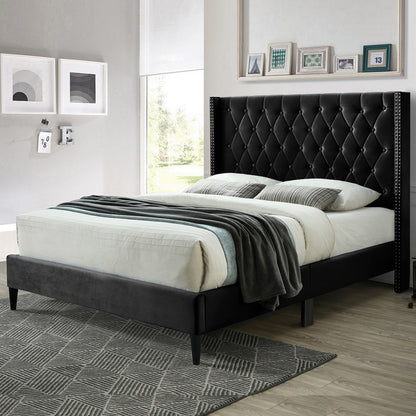 Go Green Woods Amelia Velvet Tufted Full Platform Bed