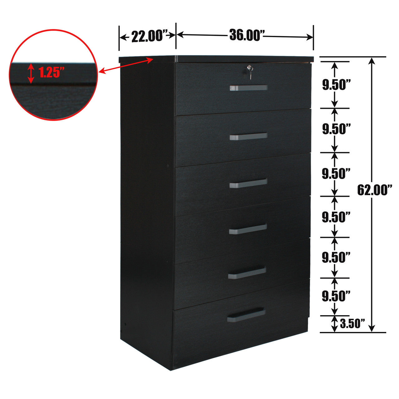 Go Green Woods Liz Super Jumbo 6 Drawer Storage Chest Dresser